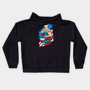 Street Fighter Guile: Are You Man Enough to Fight With Me? (Blue) Kids Hoodie